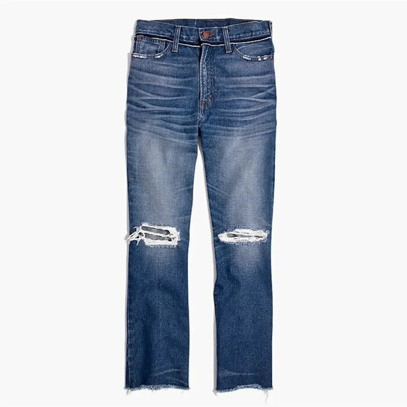 MADEWELL Retro Crop Bootcut Jeans: Knee-Rip Edition Size 26 - Picture 1 of 12
